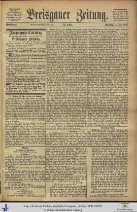 44. Jg. (Juli bis Dezember): Breisgauer Zeitung
