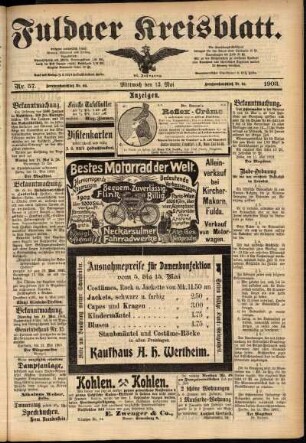 Zweite Ausgabe vom Mittwoch, den 13. Mai 1903.