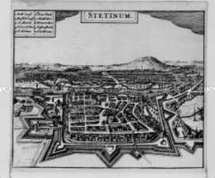 Stettin - Vogelschauplan (Illustration aus Zeiller, Itinerarium Germaniae)
