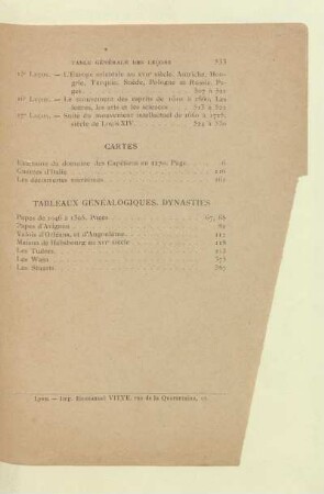 Tableaux généalogiques. Dynasties