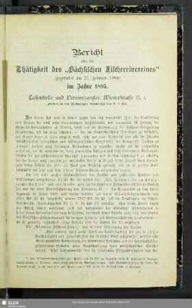 Bericht über die Thätigkeit des "Sächsischen ...