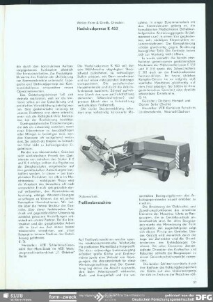 Hochdruckpresse K 453 : VIII. Kunstausstellung der DDR
