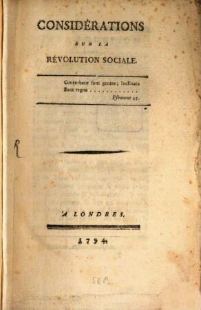 Considerations sur la Révolution sociale