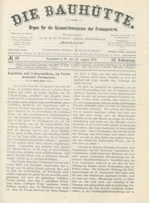 No. 33. Frankfurt a. M., den 14. August 1909. 52. Jahrgang.