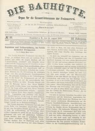 No. 33. Frankfurt a. M., den 14. August 1909. 52. Jahrgang.