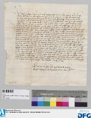 Georg von Podiebrad, Gubernator von Böhmen, schreibt an die Stadt Nürnberg wegen des Verhaltens der Stadt Heidingsfeld und ihrer Bestrafung durch Nürnberg.