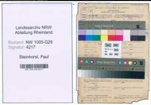 Entnazifizierung Paul Steinhorst , geb. 15.01.1887 (Bahnsekretaer)