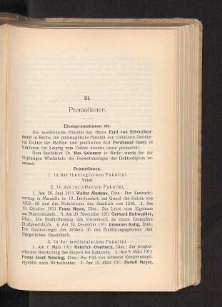 III. Promotionen.