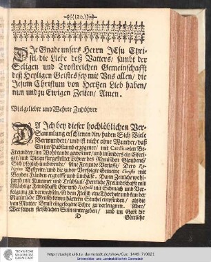 Viel geliebte und Wehrte Zuhörer