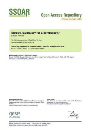 Europe, laboratory for a-democracy?