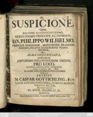 Dissertatio Philosophica De Suspicione