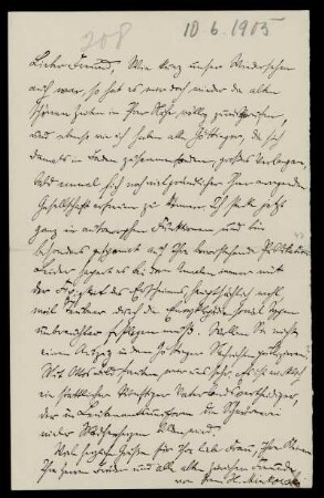 Nr. 25: Brief von Hermann Minkowski an Adolf Hurwitz, Ohne Ort, 10.6.1905
