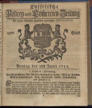 23tes Stueck, Montag den 2ten Junii 1755