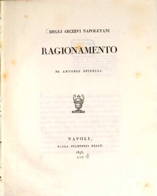 Degli archivi Napoletani ragionamento