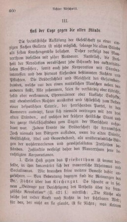III. Haß der Loge gegen die alten Stände.