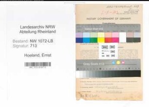 Entnazifizierung Ernst Hoeland , geb. 01.04.1888 (Verwaltungsangestellter)