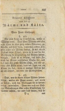 Neunter Abschnitt von der Wärme und Kälte