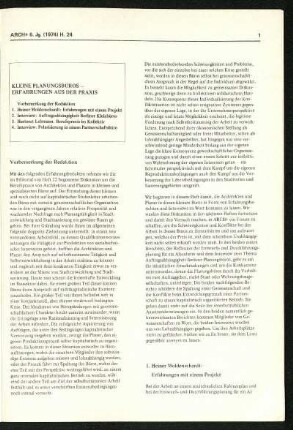 Kleine Planungsbüros. Erfahrungen aus der Praxis