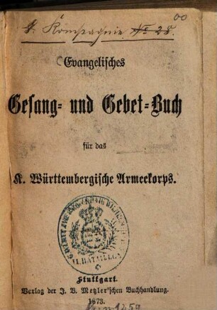 Evangelisches Gesang- und Gebet-Buch für das K. Württembergische Armeekorps