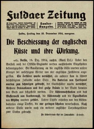 Erste Ausgabe vom Freitag, den 18. Dezember 1914.