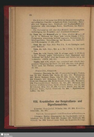 VIII. Krankheiten der Respirations- und Digestionsatrien
