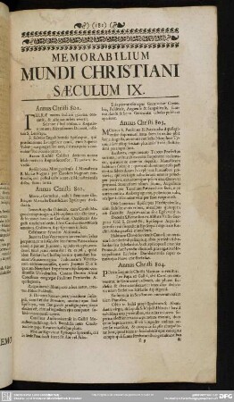 Memorabilium Mundi Christiani Saeculum IX.