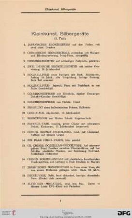 Kleinkunst, Silbergeräte (1. Teil) (Nr. 1-55)