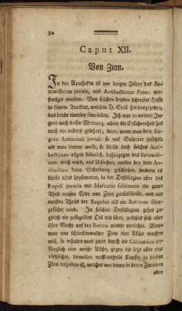 Caput XII. Von Zinn. - Caput XIII. Von Eisen.