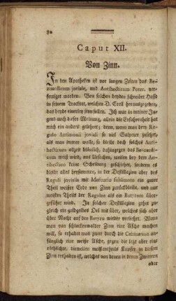 Caput XII. Von Zinn. - Caput XIII. Von Eisen.