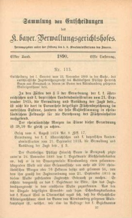 Elfter Band. 1890. Elfte Lieferung. - Nr. 113. - Nr. 122.
