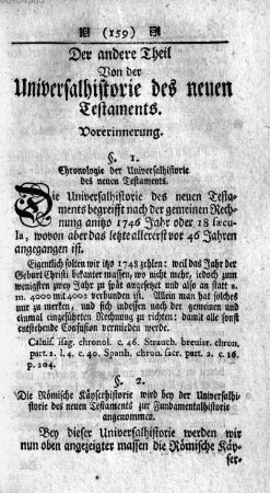 Der andere Theil Von der Universalhistorie des neuen Testaments