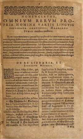 Nomenclator, Omnivm Rervm Propria Nomina Septem Diversis Lingvis Explicata Indicans