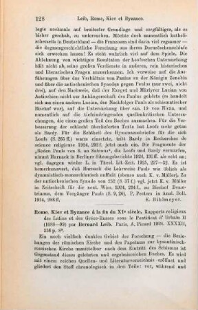 128-129 [Rezension] Leib, Bernard, Rome, Kiev et Byzance à la fin du XI. siècle