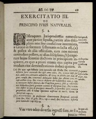 Exercitatio III. De Principio Iuris Naturalis.