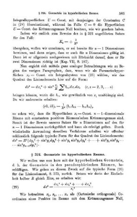 § 324. Geometrie im hyperbolischen Raume.