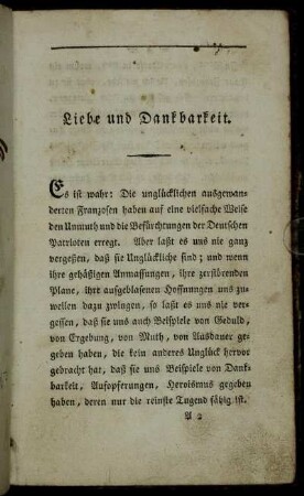 Liebe und Dankbarkeit.
