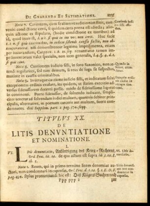 Titulus XX. De Litis Denuntiatione Et Nominatione