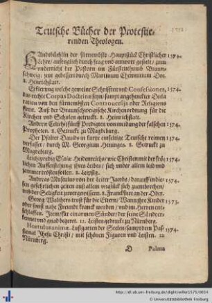 Teutsche Bücher der Protestierenden Theologen.