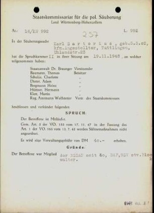Sartorius, Karl