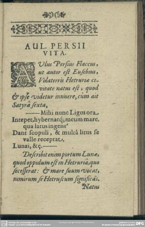 Aul. Persii Vita