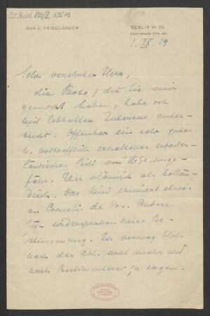 Brief an Unbekannt : 01.09.1919