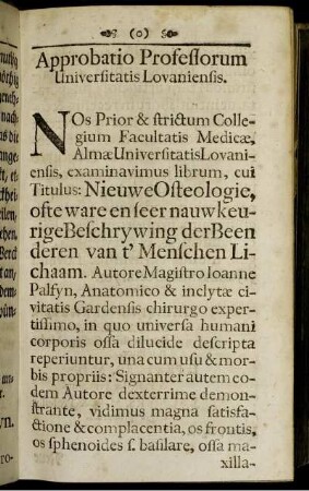 Approbatio Professorum Universitatis Lovaniensis.