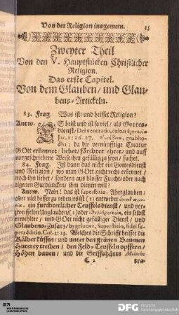 Das erste Capitel. Von dem Glauben/ und Glaubens-Artickeln.