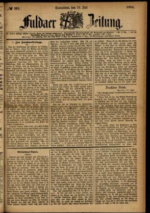 Ausgabe vom Samstag, den 18. Juli 1885.