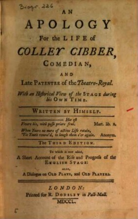 An Apology for the Life of Colley Cibber