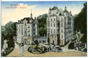 Marienbad. Schloss Balmoral und Osborne : Marienbad. Schloss Balmoral und Osborne. Bemalte Fotografie zur Herstellung von Ansichtspostkarten