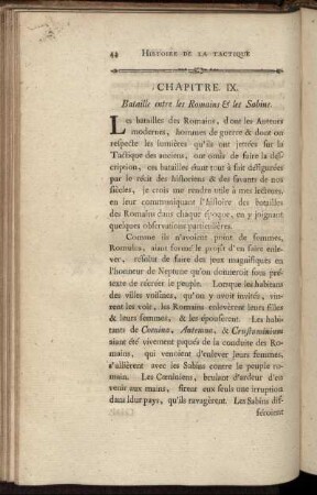Chapitre IX. Bataille entre les Romains & les Sabins.