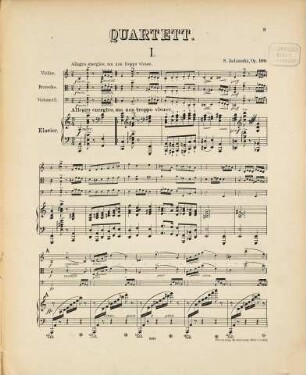 Quartett (N.o 3) : für Klavier, Violine, Bratsche u. Violoncell ; op. 109