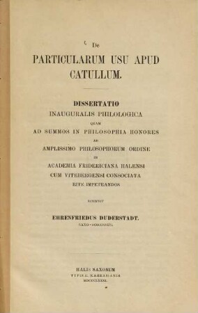 De particularum usu apud Catullum