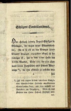 Schlözers Sansculottismus.